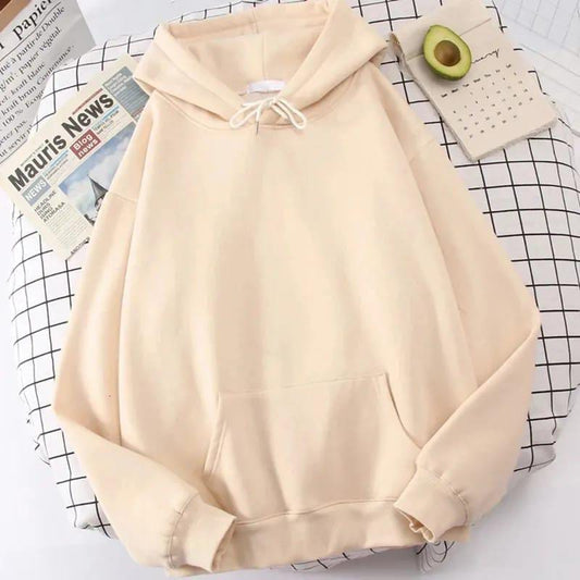 Comfortable Beige Fleece Hoodie